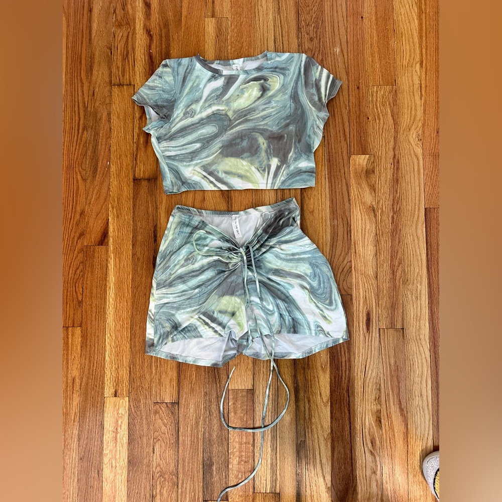 Lucy in the Sky Green and Gray Swirl Set